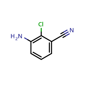 Chemical structure of 3-Amino-2-chlorobenzonitrile , CAS 53312-76-8, AChemBlock W163372