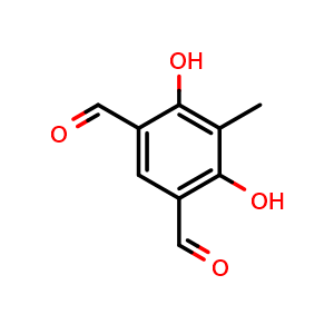 Chemical structure of 4,6-Dihydroxy-5-methylisophthalaldehyde , CAS 22304-67-2, AChemBlock W163384