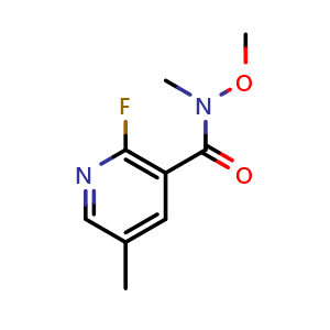 Chemical structure of 2-Fluoro-N-methoxy-N,5-dimethylnicotinamide , CAS 1042986-01-5, AChemBlock W163385
