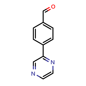 Chemical structure of 4-(Pyrazin-2-yl)benzaldehyde , CAS 127406-08-0, AChemBlock W163389