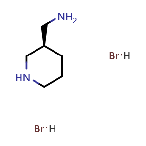 Chemical structure of (R)-3-Piperidinemethanamine dihydrobromide , CAS 2803374-22-1, AChemBlock W163419