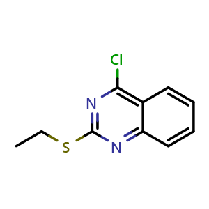 Chemical structure of 4-Chloro-2-(ethylthio)quinazoline , CAS 58803-78-4, AChemBlock W163432