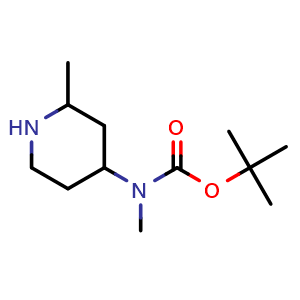 Chemical structure of Tert-butyl methyl(2-methylpiperidin-4-yl)carbamate , CAS 1284580-39-7, AChemBlock W163437
