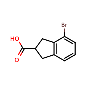 Chemical structure of 4-Bromo-2,3-dihydro-1H-indene-2-carboxylic acid , CAS 209224-95-3, AChemBlock W163440