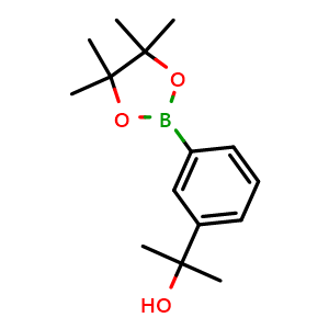 Chemical structure of 2-(3-(4,4,5,5-Tetramethyl-1,3,2-dioxaborolan-2-yl)phenyl)propan-2-ol , CAS 1309980-11-7, AChemBlock W163446