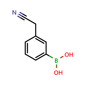 Chemical structure of (3-(Cyanomethyl)phenyl)boronic acid , CAS 220616-39-7, AChemBlock W163448