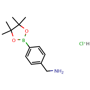 Chemical structure of (4-(4,4,5,5-Tetramethyl-1,3,2-dioxaborolan-2-yl)phenyl)methanamine hydrochloride , CAS 850568-55-7, AChemBlock W163450
