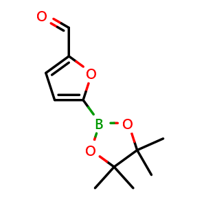 Chemical structure of 5-(4,4,5,5-Tetramethyl-1,3,2-dioxaborolan-2-yl)furan-2-carbaldehyde , CAS 273731-82-1, AChemBlock W163451