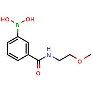 Chemical structure of (3-((2-Methoxyethyl)carbamoyl)phenyl)boronic acid , CAS 850567-33-8, AChemBlock W163465