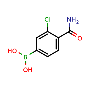Chemical structure of (4-Carbamoyl-3-chlorophenyl)boronic acid , CAS 850589-52-5, AChemBlock W163466