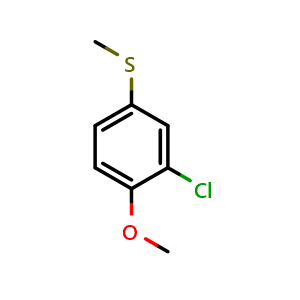 Chemical structure of 2-Chloro-1-methoxy-4-(methylthio)benzene , CAS 98490-83-6, AChemBlock W163484