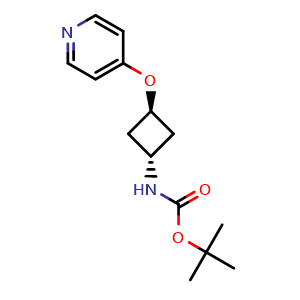 Chemical structure of Tert-butyl (trans-3-(pyridin-4-yloxy)cyclobutyl)carbamate , CAS 2086301-42-8, AChemBlock W163508