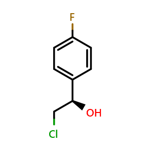 Chemical structure of (R)-2-Chloro-1-(4-fluorophenyl)ethan-1-ol , CAS 126534-43-8, AChemBlock W163516