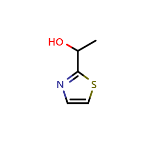 Chemical structure of 1-(Thiazol-2-yl)ethan-1-ol , CAS 40982-30-7, AChemBlock W163535