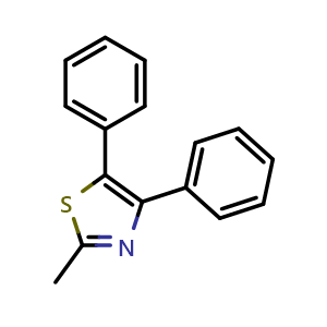 Chemical structure of 2-Methyl-4,5-diphenylthiazole , CAS 3755-83-7, AChemBlock W163542