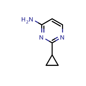 Chemical structure of 2-Cyclopropylpyrimidin-4-amine , CAS 265324-26-3, AChemBlock W163545