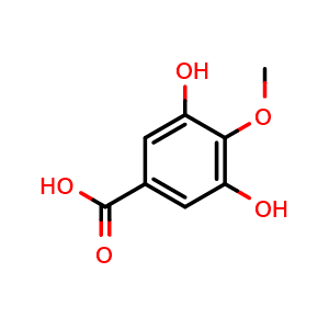 Chemical structure of 3,5-Dihydroxy-4-methoxybenzoic acid , CAS 4319-02-2, AChemBlock W163628