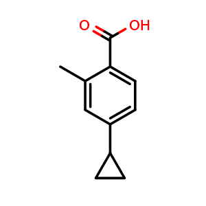 Chemical structure of 4-Cyclopropyl-2-methylbenzoic acid , CAS 909698-10-8, AChemBlock W163630