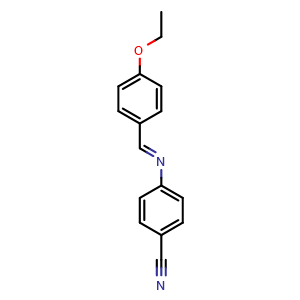 Chemical structure of (E)-4-((4-Ethoxybenzylidene)amino)benzonitrile , CAS 24742-30-1, AChemBlock W163640