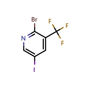 Chemical structure of 2-Bromo-5-iodo-3-(trifluoromethyl)pyridine , CAS 1805025-71-1, AChemBlock W163654