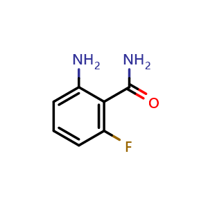 Chemical structure of 2-Amino-6-fluorobenzamide , CAS 115643-59-9, AChemBlock W163714