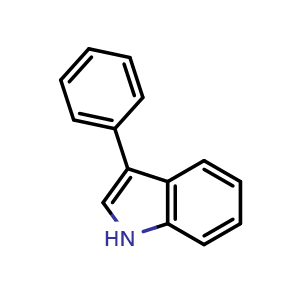 Chemical structure of 3-Phenyl-1H-indole , CAS 1504-16-1, AChemBlock W163725