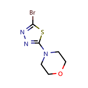 Chemical structure of 4-(5-Bromo-1,3,4-thiadiazol-2-yl)morpholine , CAS 1341405-19-3, AChemBlock W163726