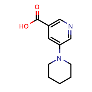 Chemical structure of 5-(Piperidin-1-yl)nicotinic acid , CAS 878742-33-7, AChemBlock W163730