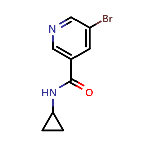 Chemical structure of 5-Bromo-N-cyclopropylnicotinamide , CAS 385382-48-9, AChemBlock W163735