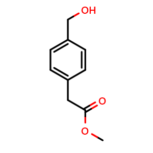 Chemical structure of Methyl 2-(4-(hydroxymethyl)phenyl)acetate , CAS 155380-11-3, AChemBlock W163748