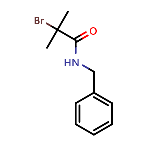 Chemical structure of N-Benzyl-2-bromo-2-methylpropanamide , CAS 60110-37-4, AChemBlock W163751