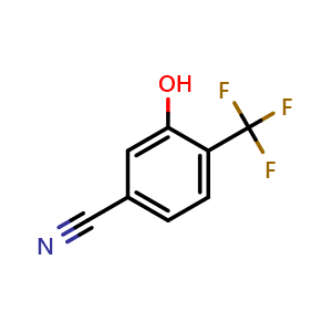 Chemical structure of 3-Hydroxy-4-(trifluoromethyl)benzonitrile , CAS 731002-50-9, AChemBlock W163762