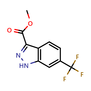 Chemical structure of Methyl 6-(trifluoromethyl)-1H-indazole-3-carboxylate , CAS 877773-17-6, AChemBlock W163792