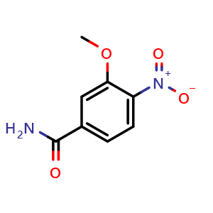 Chemical structure of 3-Methoxy-4-nitrobenzamide , CAS 92241-87-7, AChemBlock W163795