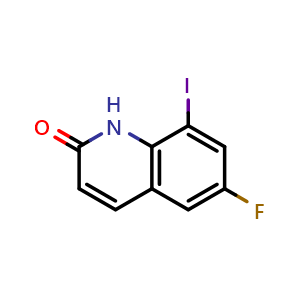 Chemical structure of 6-Fluoro-8-iodoquinolin-2(1H)-one , CAS 1535306-28-5, AChemBlock W163801