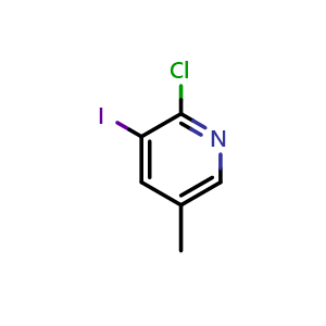 Chemical structure of 2-chloro-3-iodo-5-methyl-pyridine , CAS 59782-91-1, AChemBlock W163803