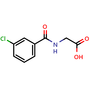 Chemical structure of 2-(3-Chlorobenzamido)acetic acid , CAS 57728-59-3, AChemBlock W163834