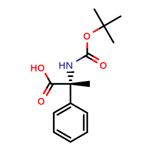 Chemical structure of (R)-2-((tert-Butoxycarbonyl)amino)-2-phenylpropanoic acid , CAS 365442-14-4, AChemBlock W163853