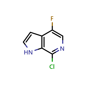 Chemical structure of 7-Chloro-4-fluoro-1H-pyrrolo[2,3-c]pyridine , CAS 357263-69-5, AChemBlock W163854