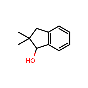 Chemical structure of 2,2-Dimethyl-2,3-dihydro-1H-inden-1-ol , CAS 17496-15-0, AChemBlock W163855