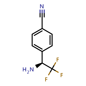 Chemical structure of (S)-4-(1-Amino-2,2,2-trifluoroethyl)benzonitrile , CAS 943816-46-4, AChemBlock W163864