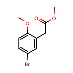 Chemical structure of Methyl 2-(5-bromo-2-methoxyphenyl)acetate , CAS 294860-58-5, AChemBlock W163867