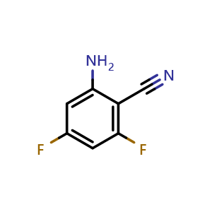 Chemical structure of 2-Amino-4,6-difluorobenzonitrile , CAS 190011-84-8, AChemBlock W163870