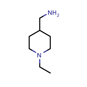 Chemical structure of (1-Ethylpiperidin-4-yl)methanamine , CAS 21168-71-8, AChemBlock W163872