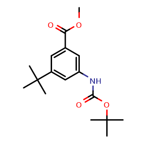Chemical structure of Methyl 3-((tert-butoxycarbonyl)amino)-5-(tert-butyl)benzoate , CAS 1008139-17-0, AChemBlock W163882