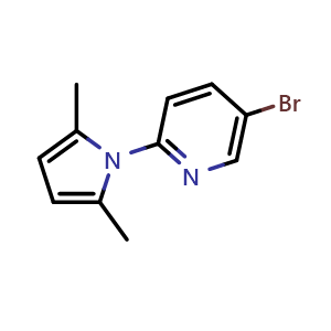 Chemical structure of 5-Bromo-2-(2,5-dimethyl-1H-pyrrol-1-yl)pyridine , CAS 228710-82-5, AChemBlock W163885