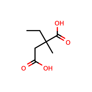 Chemical structure of 2-Ethyl-2-methylsuccinic acid , CAS 631-31-2, AChemBlock W163959