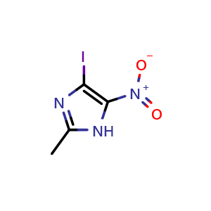 Chemical structure of 4-Iodo-2-methyl-5-nitro-1H-imidazole , CAS 13369-83-0, AChemBlock W163968