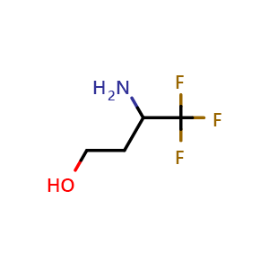 Chemical structure of 3-Amino-4,4,4-trifluorobutan-1-ol , CAS 914223-46-4, AChemBlock W163976
