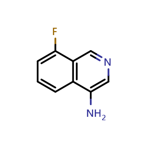 Chemical structure of 8-Fluoroisoquinolin-4-amine , CAS 1785091-04-4, AChemBlock W163990